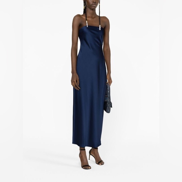 Reformation Nevaeh strapless satin navy blue dress - Picture 2 of 16